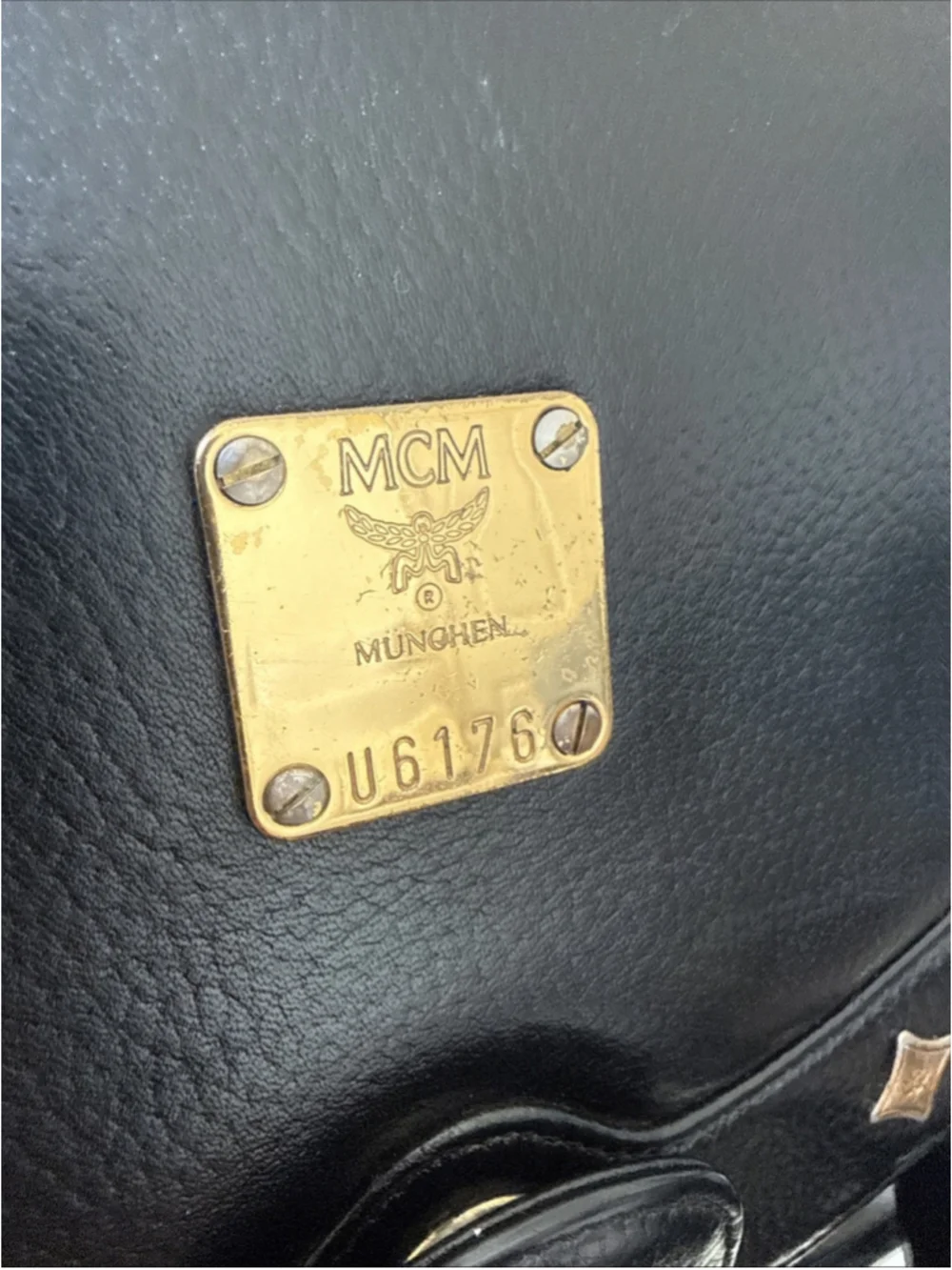 MCM Munchen Germany Shoulder Bag Black Pebble Leather